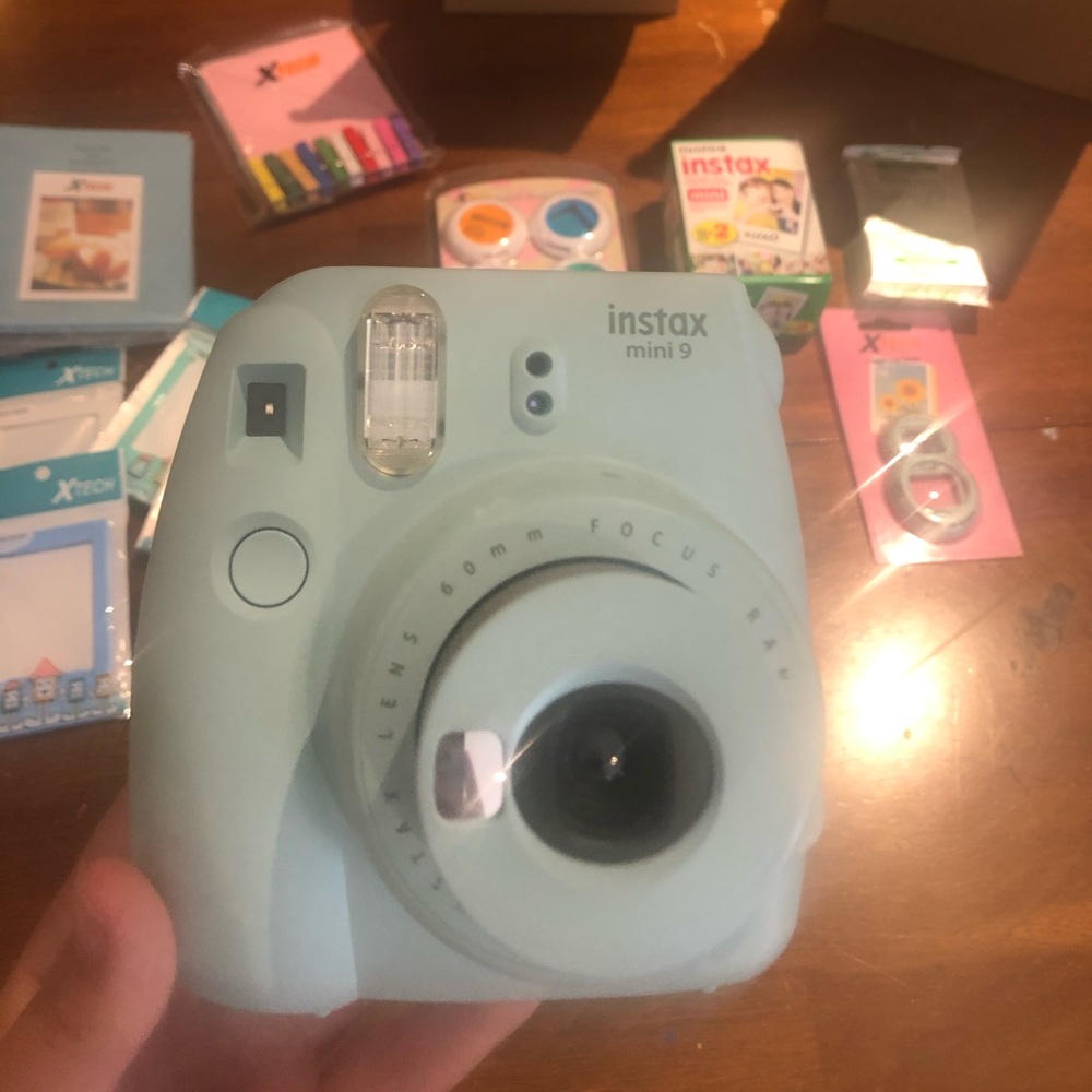 instax mini 9 with case and accessories !!